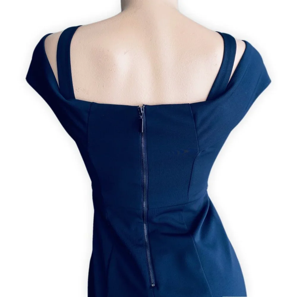 Le Château Navy Off Shoulder Cocktail Dress | Bodycon Midi | Size S - Picture 4 of 10